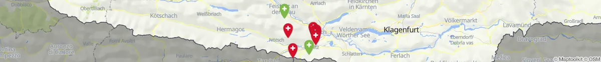 Map view for Pharmacies emergency services nearby Bad Bleiberg (Villach (Land), Kärnten)